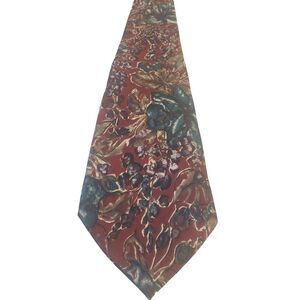 Halston III Men's‎ Necktie Red Grapes Abstract Pure Silk Tie Made In USA